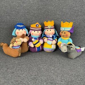 Hobby Lobby Set of 6 Plush Nativity Scene Christmas Decor Three Wise Men Joseph